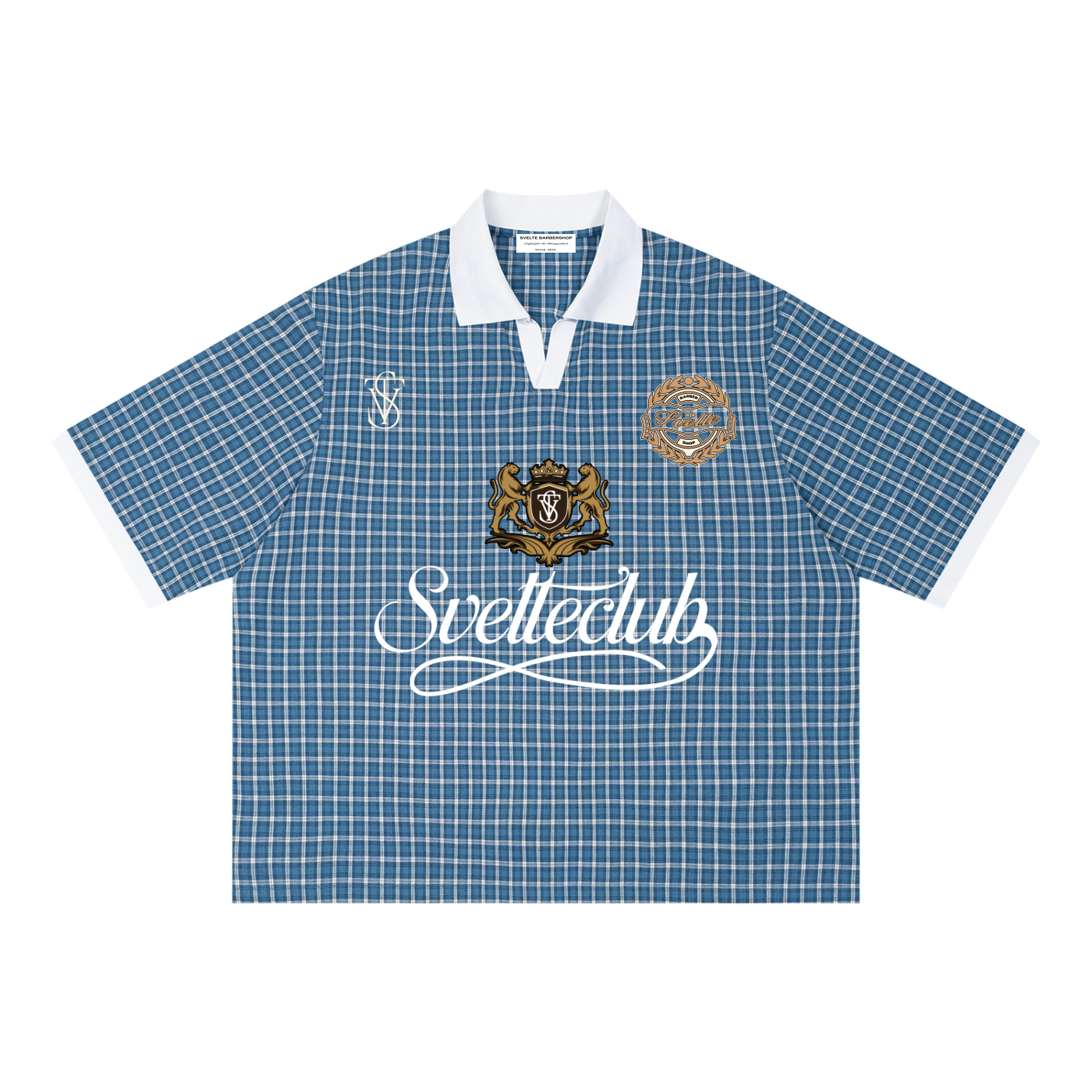 Svelte Club Boxy Plaid Color Block Polo Shirt
