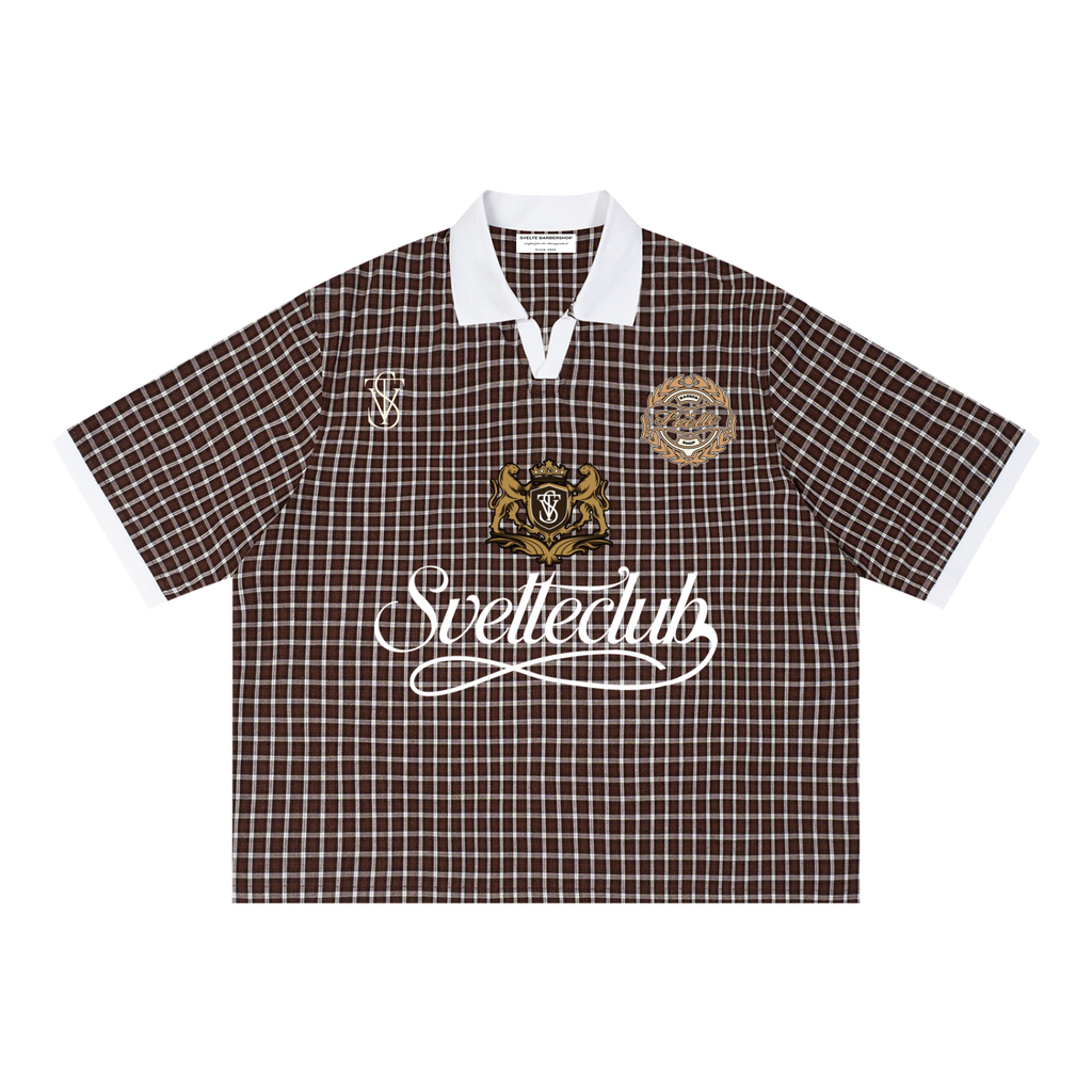 Svelte Club Boxy Plaid Color Block Polo Shirt